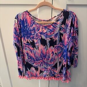Lilly Pulitzer Palms Up Mercer Tassel Top Size Medium